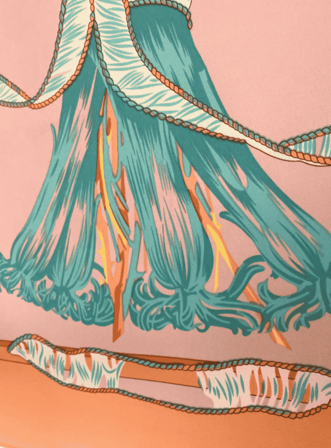 Carré Bouquet Abricot — Foulard carré femme soie, fleuri vintage