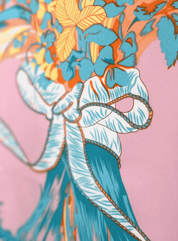 Carré Bouquet Abricot — Foulard carré femme soie, fleuri vintage