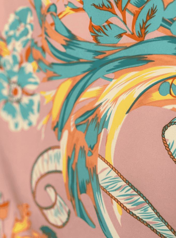 Carré Bouquet Abricot — Foulard carré femme soie, fleuri vintage