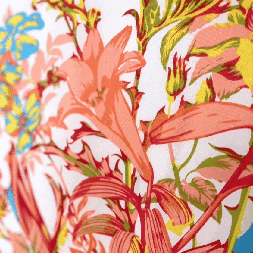 Carré Bouquet Fuchsia — Cadeau en soie femme, foulard fleuri vintage – Image 3