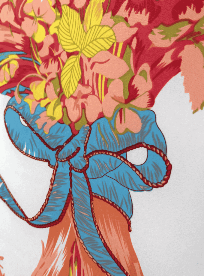 Carré Bouquet Fuchsia — Cadeau en soie femme, foulard fleuri vintage
