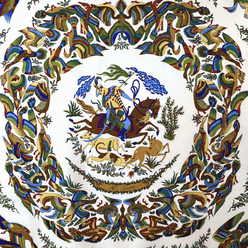 Carré Chasse — Foulard en soie fabrication française vintage – Image 2