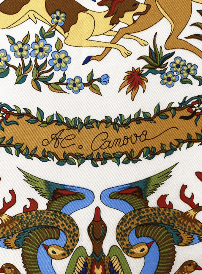 Carré Chasse — Foulard en soie fabrication française vintage
