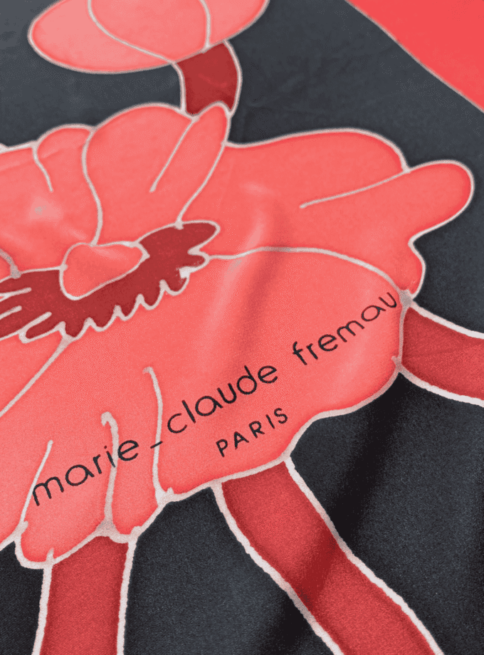Carré Coquelicot — Foulard soie naturelle femme, vintage Paris
