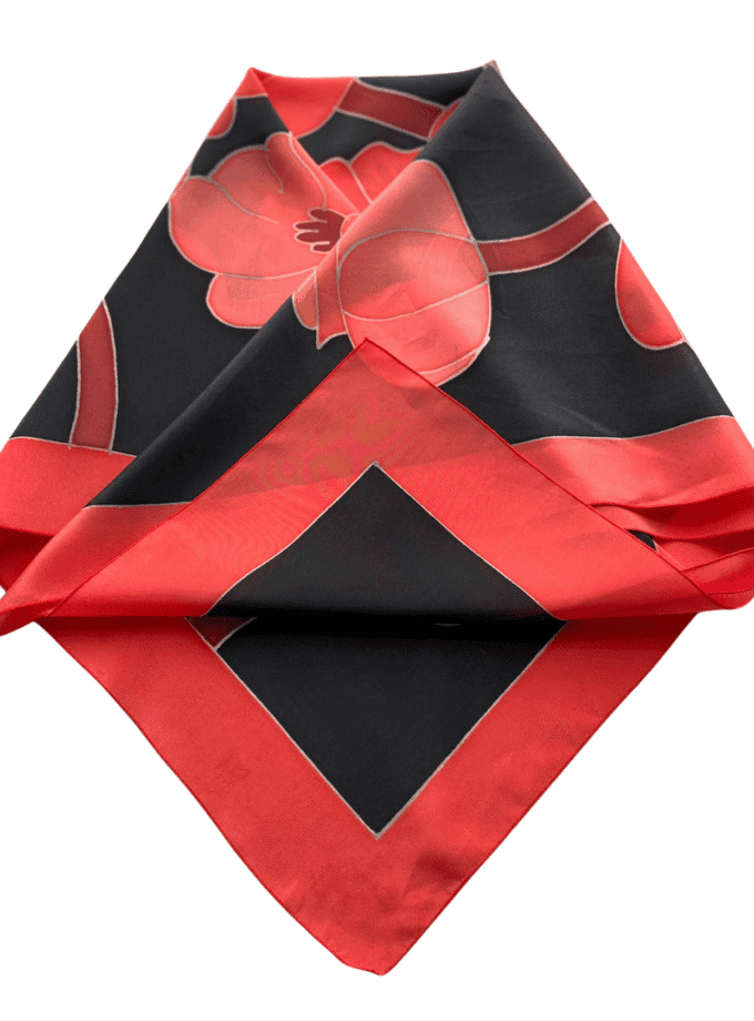 Carré Coquelicot — Foulard soie naturelle femme, vintage Paris