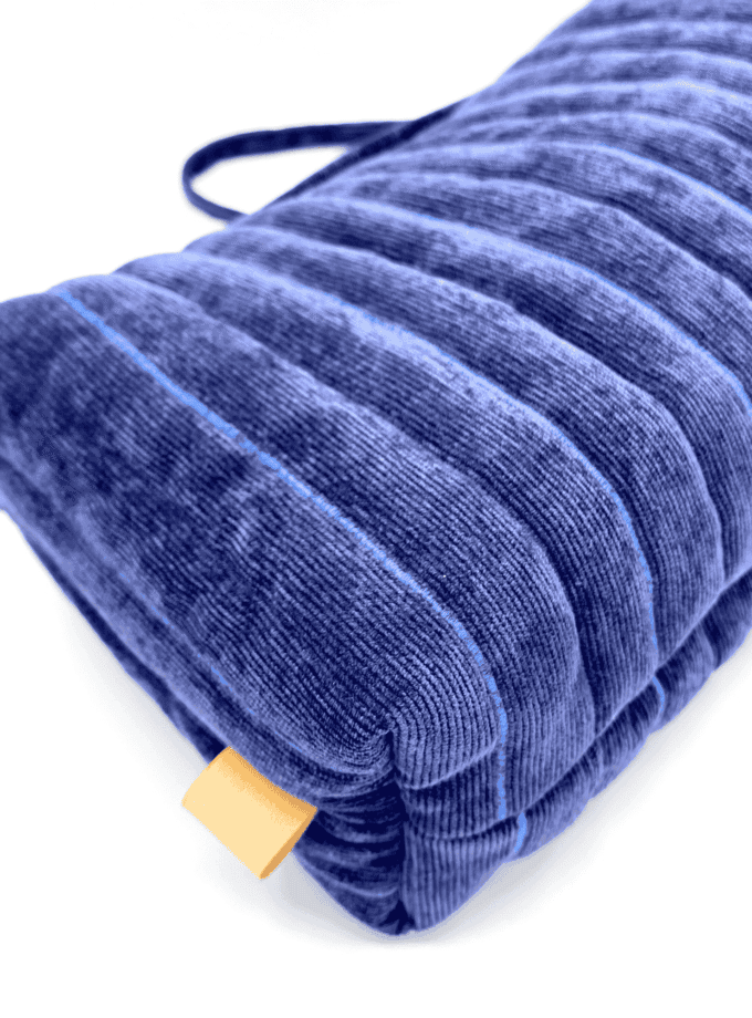 Rec Baie — Trousse de toilette fait main velours côtelé bleu