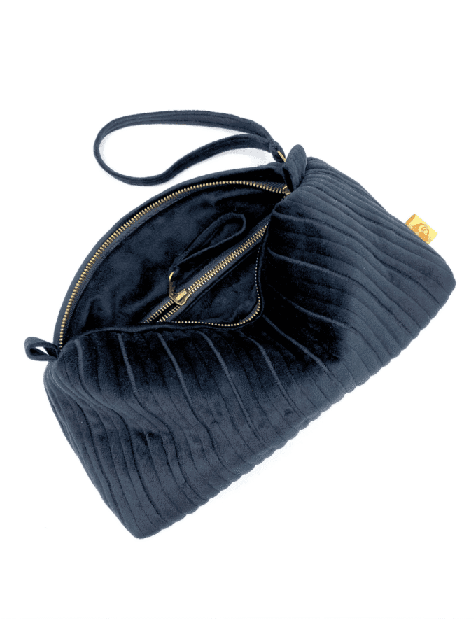 Rec Fin — Trousse de toilette velours femme noir matelassé