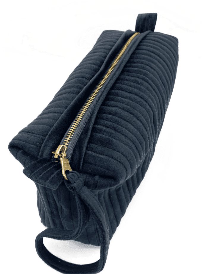Rec Fin — Trousse de toilette velours femme noir matelassé