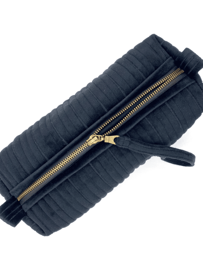Rec Fin — Trousse de toilette velours femme noir matelassé