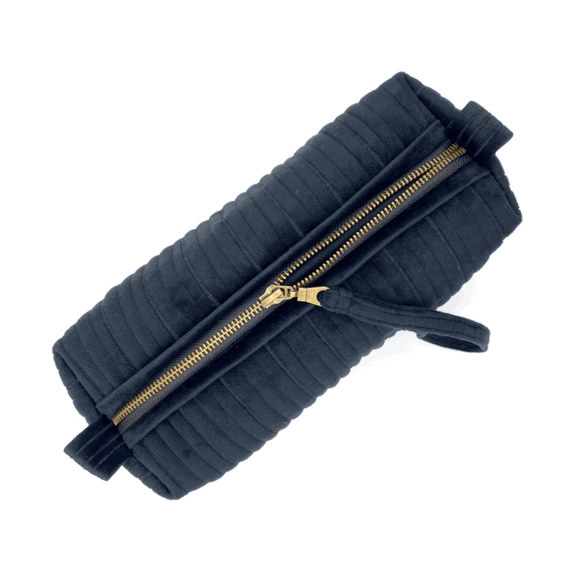 Rec Fin — Trousse de toilette velours femme noir matelassé – Image 5