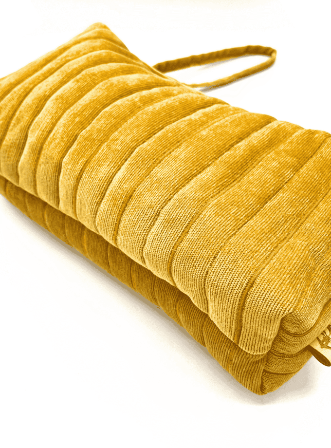 Rec Ocre — Trousse de toilette tissu velours côtelé jaune