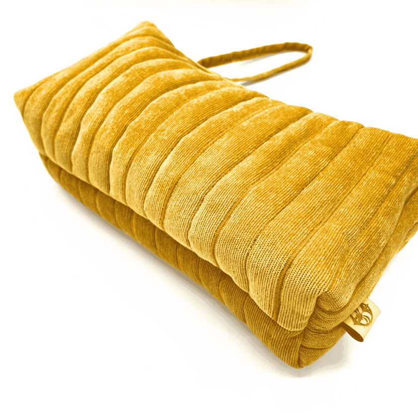 Rec Ocre — Trousse de toilette tissu velours côtelé jaune – Image 2