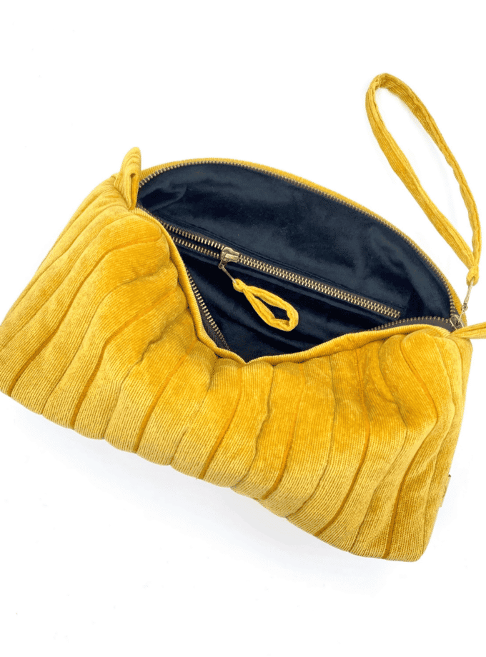 Rec Ocre — Trousse de toilette tissu velours côtelé jaune