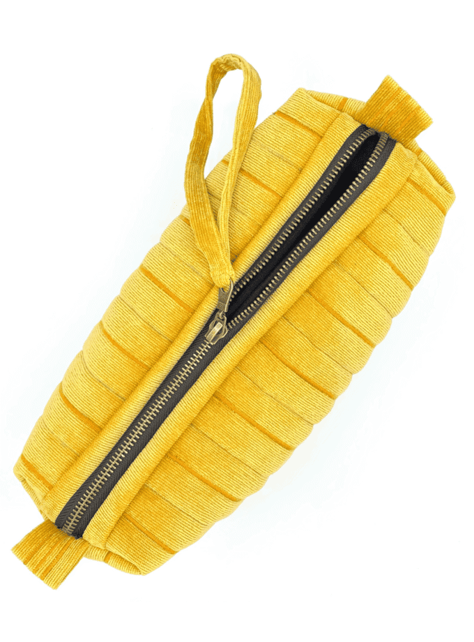 Rec Ocre — Trousse de toilette tissu velours côtelé jaune