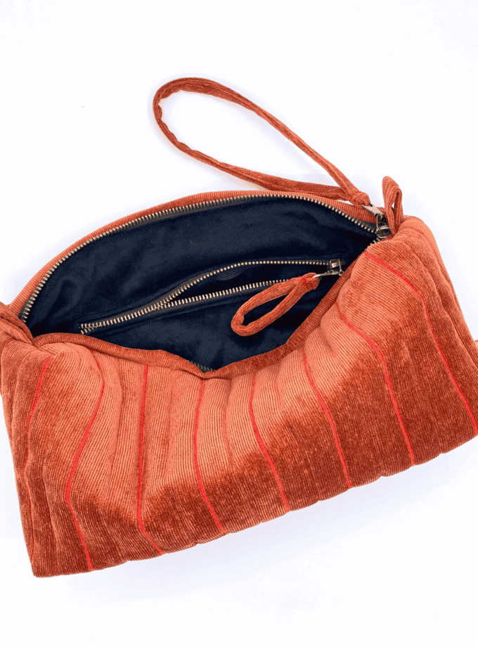 Rec Brique — Trousse de toilette velours côtelé rouge
