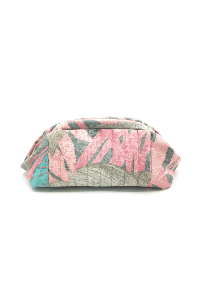 Sulu Botanique trousse en tissu coton imprime motifs botaniques rose vert made in Lyon vue de face