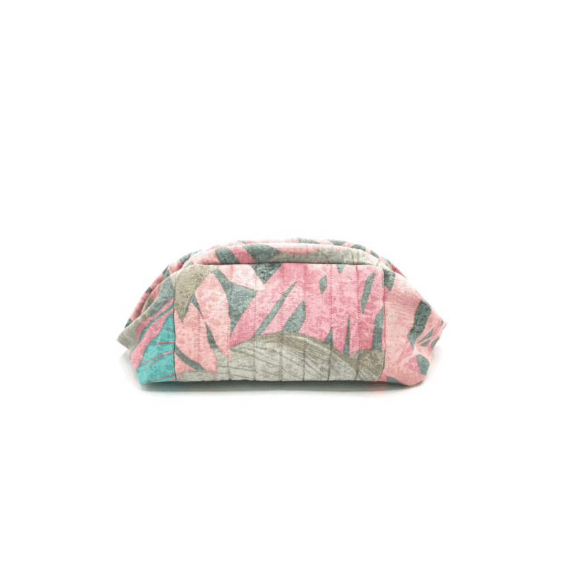 Sulu Botanique trousse en tissu coton imprime motifs botaniques rose vert made in Lyon vue de face