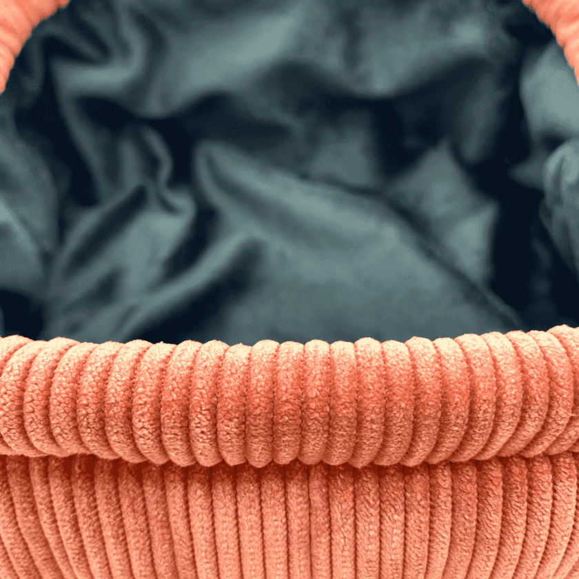 Sulu Geraldine trousse velours cotele detail interieur velours noir contraste rose saumon artisanale Lyon