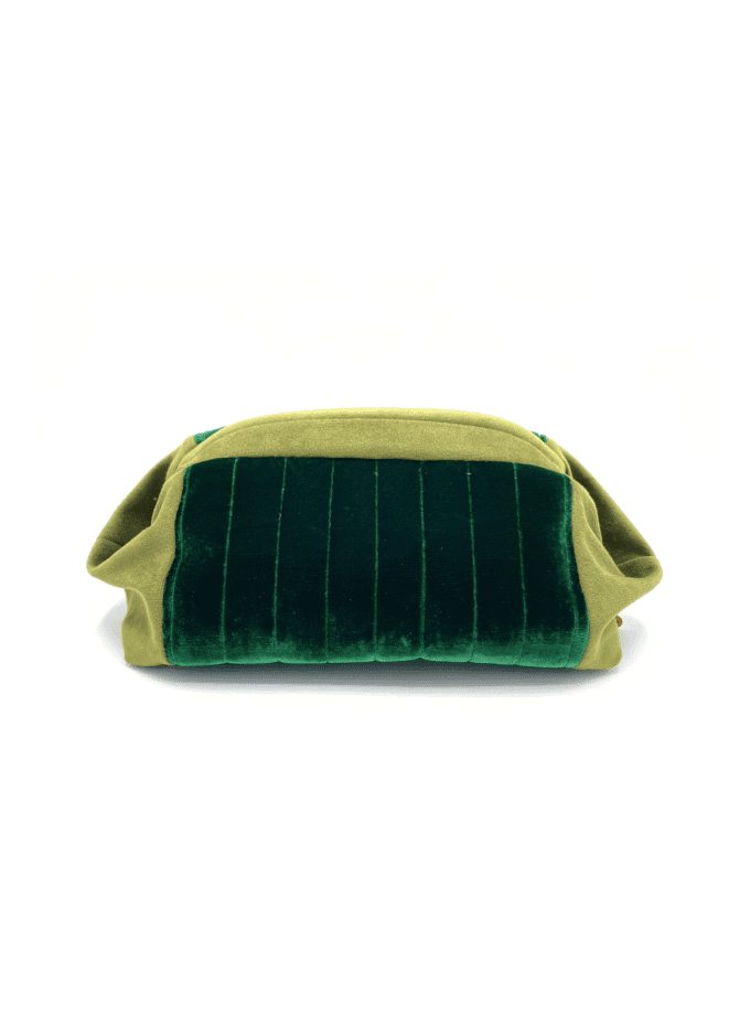 Sulu Jade pochette velours jade milleraies et velours olive made in Lyon vue de face