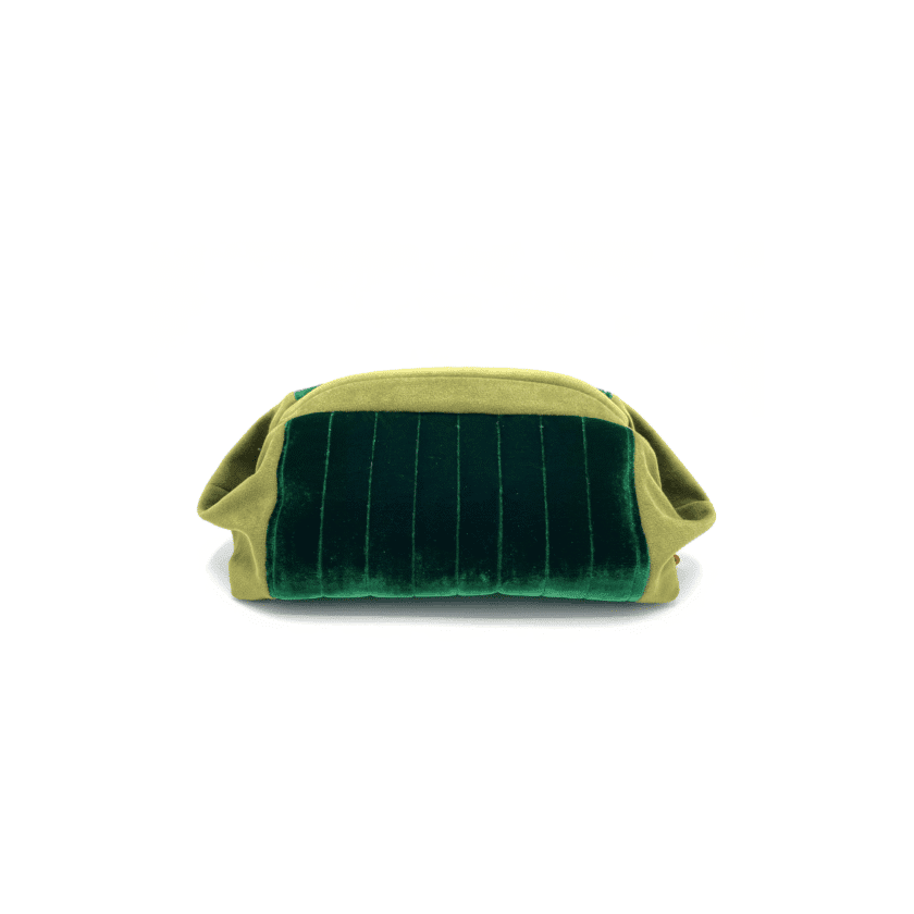 Sulu Jade pochette velours jade milleraies et velours olive made in Lyon vue de face