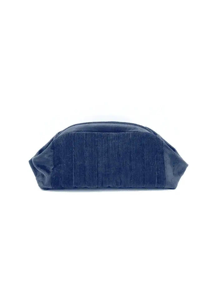 Sulu Minuit trousse maquillage noir velours cotele vue dos deux textures noir made in Lyon