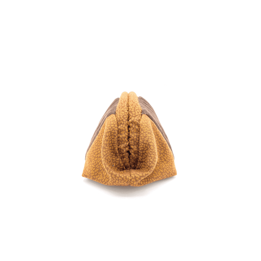 Sulu Mocha vanity femme velours maquillage made in Lyon vue de cote fermoir clic-clac
