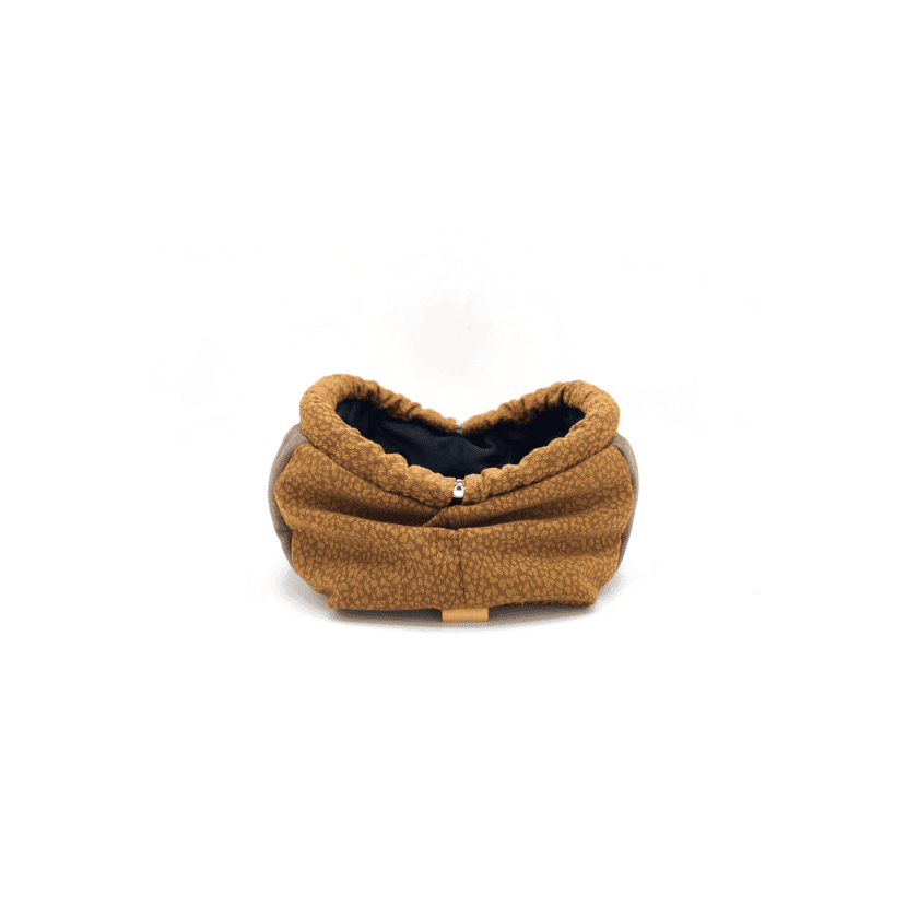 Sulu Mocha vanity femme velours maquillage ouverte vue cote interieur noir fermoir clic-clac argente Lyon