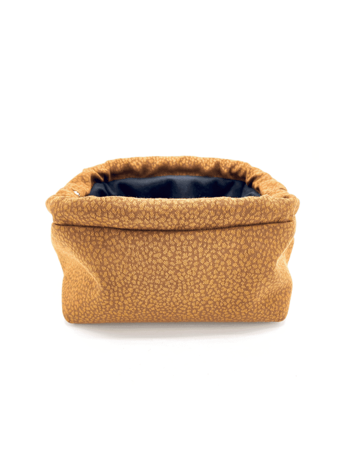 Sulu Savane — Petite trousse tissu imprimé brun cuivré