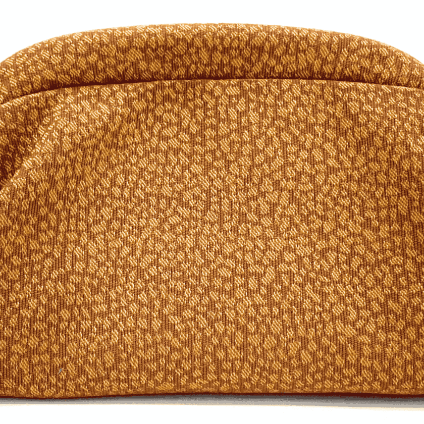 Sulu Savane petite trousse detail texture tissu imprime tachete brun cuivre artisanale Lyon