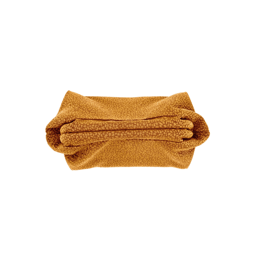 Sulu Savane petite trousse tissu imprime brun cuivre vue dessus fermee made in Lyon