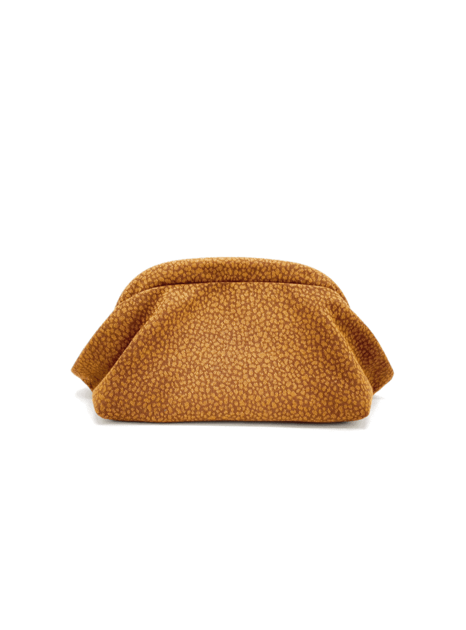 Sulu Savane petite trousse tissu imprime brun cuivre made in Lyon vue de face