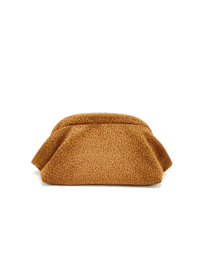 Sulu Savane petite trousse tissu imprime brun cuivre made in Lyon vue de face