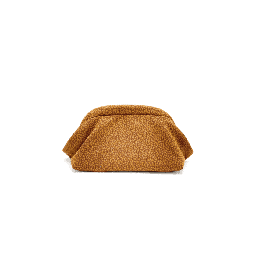 Sulu Savane petite trousse tissu imprime brun cuivre made in Lyon vue de face
