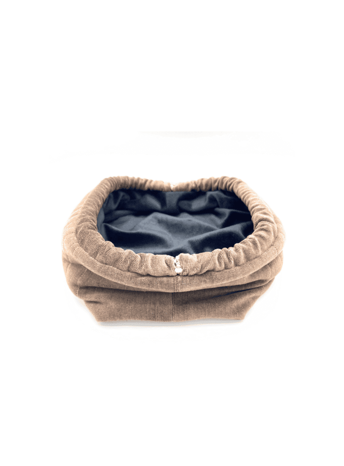 Sulu — Trousse velours milleraies marron
