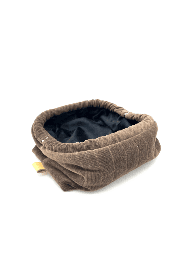 Sulu — Trousse velours milleraies marron