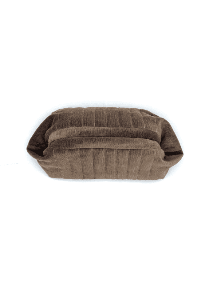 Sulu — Trousse velours milleraies marron