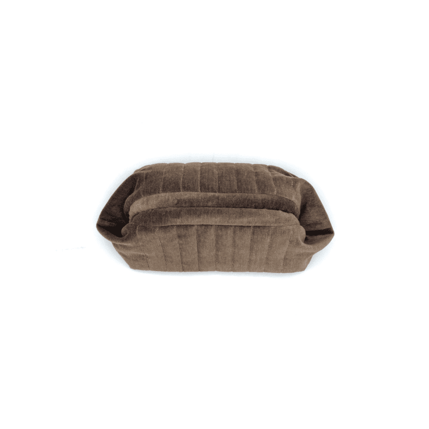 Sulu trousse velours milleraies marron fermee vue dessus texture cotelee made in Lyon