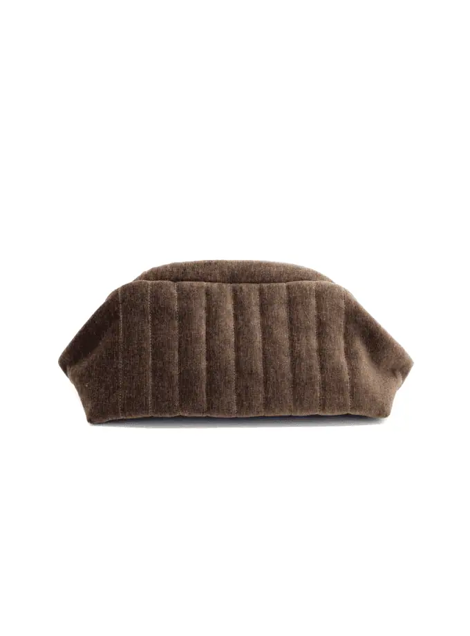 Sulu petite trousse maquillage velours milleraies marron vue dos made in France