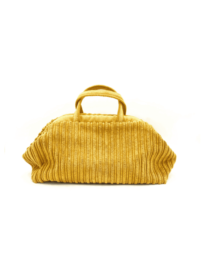Sac à main en velours côtelé safran — Sulu Anse Safran par Palma Temple, vue de face, fabriqué à Lyon