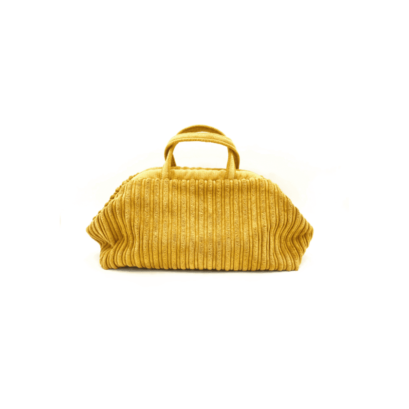 Sac à main en velours côtelé safran — Sulu Anse Safran par Palma Temple, vue de face, fabriqué à Lyon